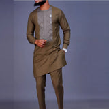 Man Pant Sets Long Sleeve Shirt and Fashion Pants 2pcs African Men Suits