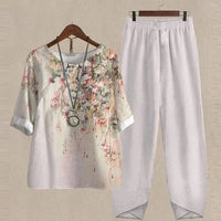 Summer Two Piece Sets Women Flower Print