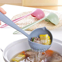 2 In 1 Wheat Straw Soup Spoon Long Handle Porridge Spoons Filter