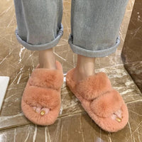 Indoor Women Fur Slippers Fluffy Soft