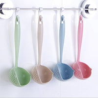 2 In 1 Wheat Straw Soup Spoon Long Handle Porridge Spoons Filter