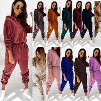 Velour Two Piece Sets Women Tracksuit