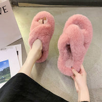 Indoor Women Fur Slippers Fluffy Soft