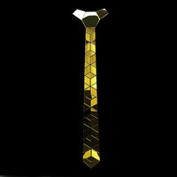 Gold Mirror Necktie Diamante Shape Slim Men