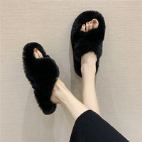 Indoor Women Fur Slippers Fluffy Soft