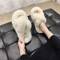 Indoor Women Fur Slippers Fluffy Soft