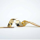 Gold Mirror Necktie Diamante Shape Slim Men