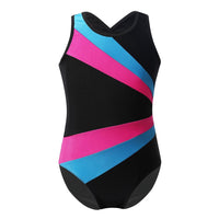 Long Sleeve Gymnastics Leotard Jumpsuit Color Block Cutout Back