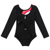 Long Sleeve Gymnastics Leotard Jumpsuit Color Block Cutout Back