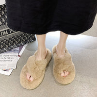 Indoor Women Fur Slippers Fluffy Soft