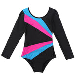 Long Sleeve Gymnastics Leotard Jumpsuit Color Block Cutout Back