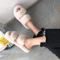 Indoor Women Fur Slippers Fluffy Soft