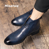 Misalwa Dropship Blue Men Boots High Top Chelsea