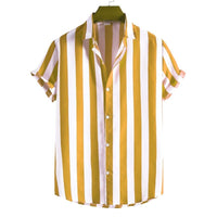 Men's Fashion Casual Short Sleeve Printed Striped Shirts Men's Clothing