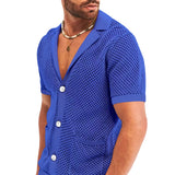 Summer Shirt Set Casual Breathable Solid Color Short Sleeve