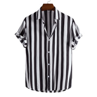 Men's Fashion Casual Short Sleeve Printed Striped Shirts Men's Clothing