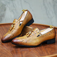 Leather Dress Shoes Crocodile Prints Casual Men Shoes