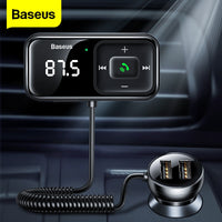 Baseus Car FM Transmitter Bluetooth-compatible 5.0 USB Car Charger AUX Handsfree Wireless Kit Auto Radio