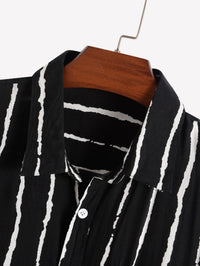 Men Clothing Striped Short-sleeved Shirt Casual