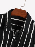 Men Clothing Striped Short-sleeved Shirt Casual