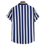 Men's Fashion Casual Short Sleeve Printed Striped Shirts Men's Clothing