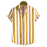 Men's Fashion Casual Short Sleeve Printed Striped Shirts Men's Clothing