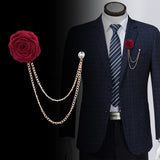 Brooch Lapel Pin Badge Tassel Chain Men