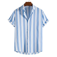 Men's Fashion Casual Short Sleeve Printed Striped Shirts Men's Clothing