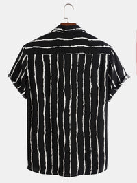 Men Clothing Striped Short-sleeved Shirt Casual