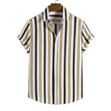 Men Clothing Loose Large Stripe Short Sleeve