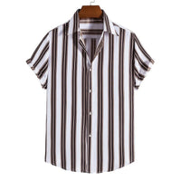 Men Clothing Loose Large Stripe Short Sleeve