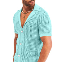 Summer Shirt Set Casual Breathable Solid Color Short Sleeve