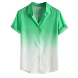 Men Fashion Shirt Men Lapel Gradient Loose Men Shirt Short Sleeve