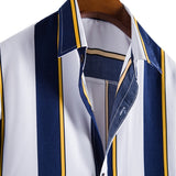 Camisas Short-sleeved Shirts Fashion Loose Lapel Striped Casual Shirts for Men