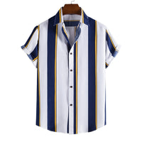 Camisas Short-sleeved Shirts Fashion Loose Lapel Striped Casual Shirts for Men