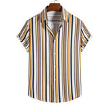 Men Clothing Loose Large Stripe Short Sleeve