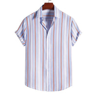 Men Clothing Loose Large Stripe Short Sleeve