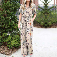 Jumpsuits Women Vintage Floral Print Wide Leg Overalls