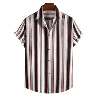 Men Clothing Loose Large Stripe Short Sleeve