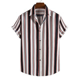 Men Clothing Loose Large Stripe Short Sleeve