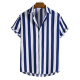 Men's Fashion Casual Short Sleeve Printed Striped Shirts Men's Clothing