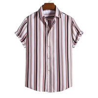 Men Clothing Loose Large Stripe Short Sleeve